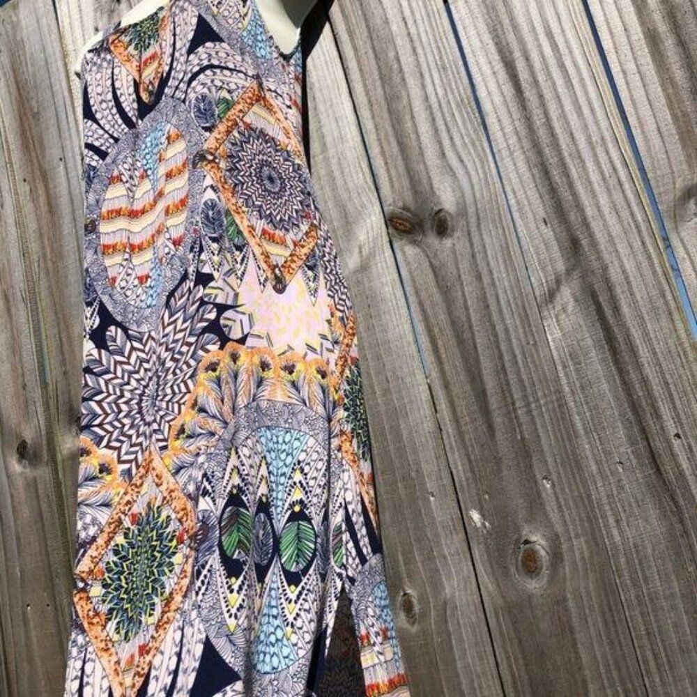 Mamie Ruth XS Scoop Back Dress Maxi Sleeveless Pink Blue Purple Orange - Picture 4 of 7